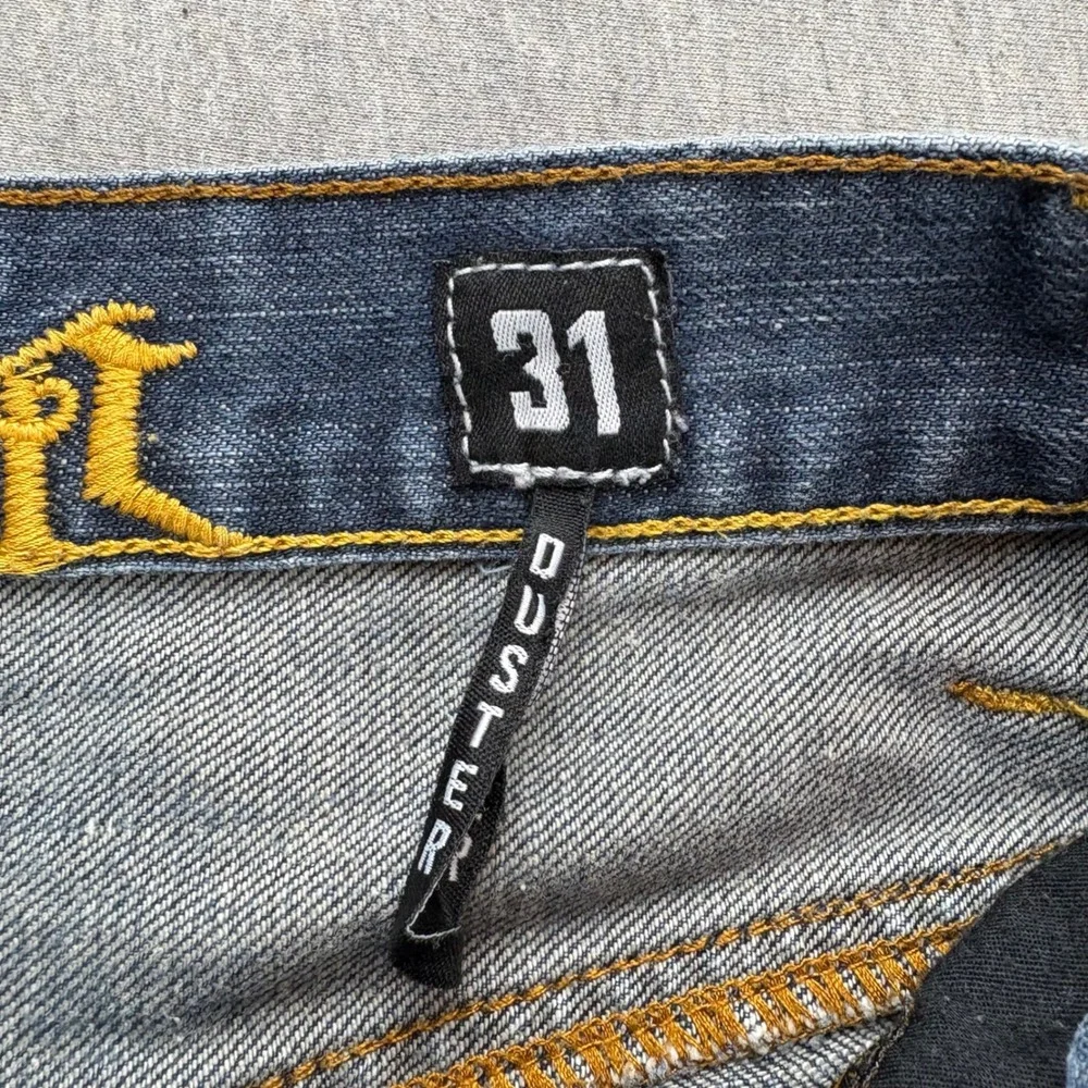 Fox Denim Duster Jeans Mens 31 Blue Y2K Racing VTG Grunge‎ Relaxed Fit Bootcut - Picture 8 of 16